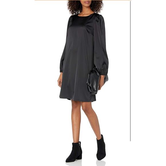 The Drop Little Black Dress Women’s XS Silky Belted Sexy Mini Minimalist Stretch - Picture 4 of 8